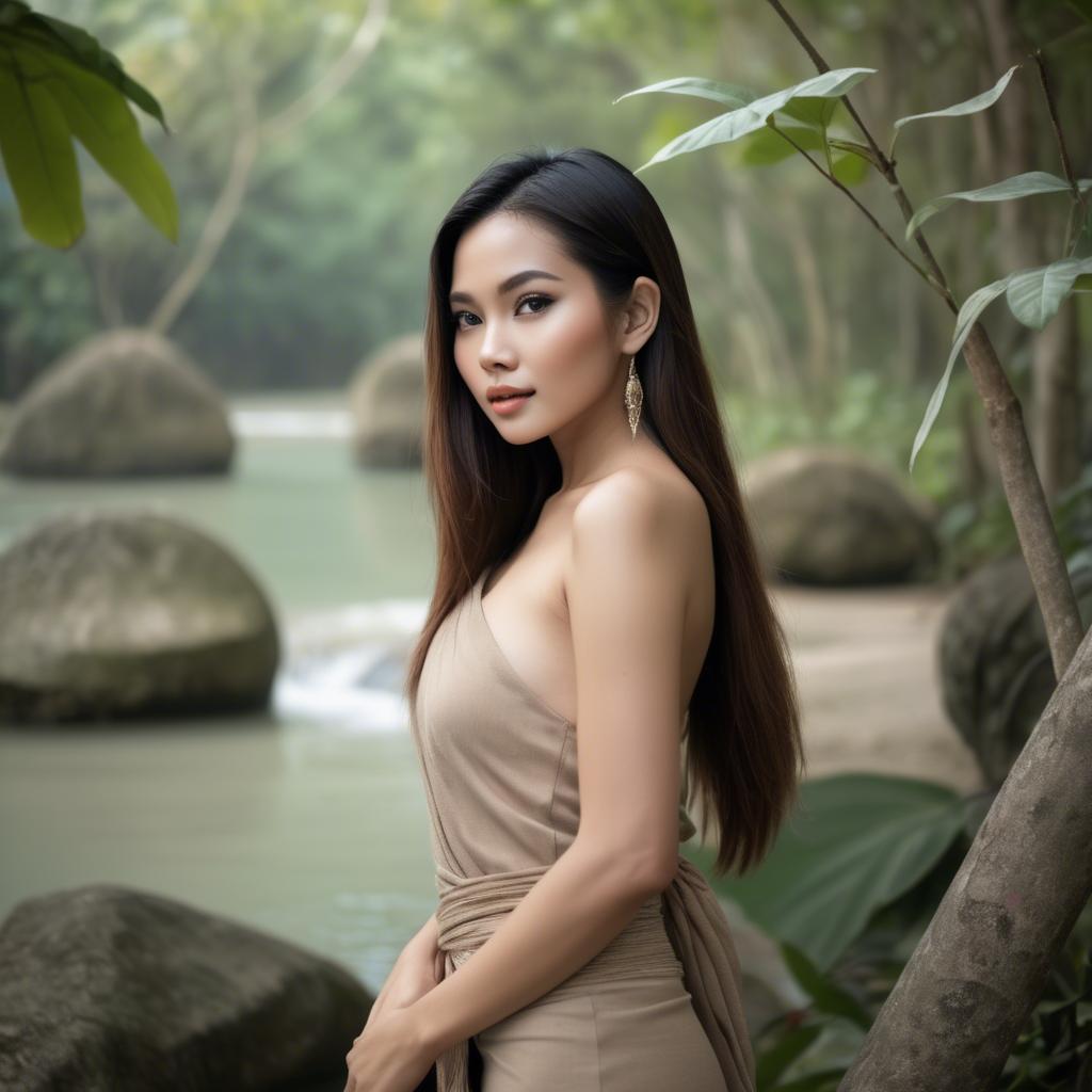 A stunning image of thai beauty in soft natural surroundings.