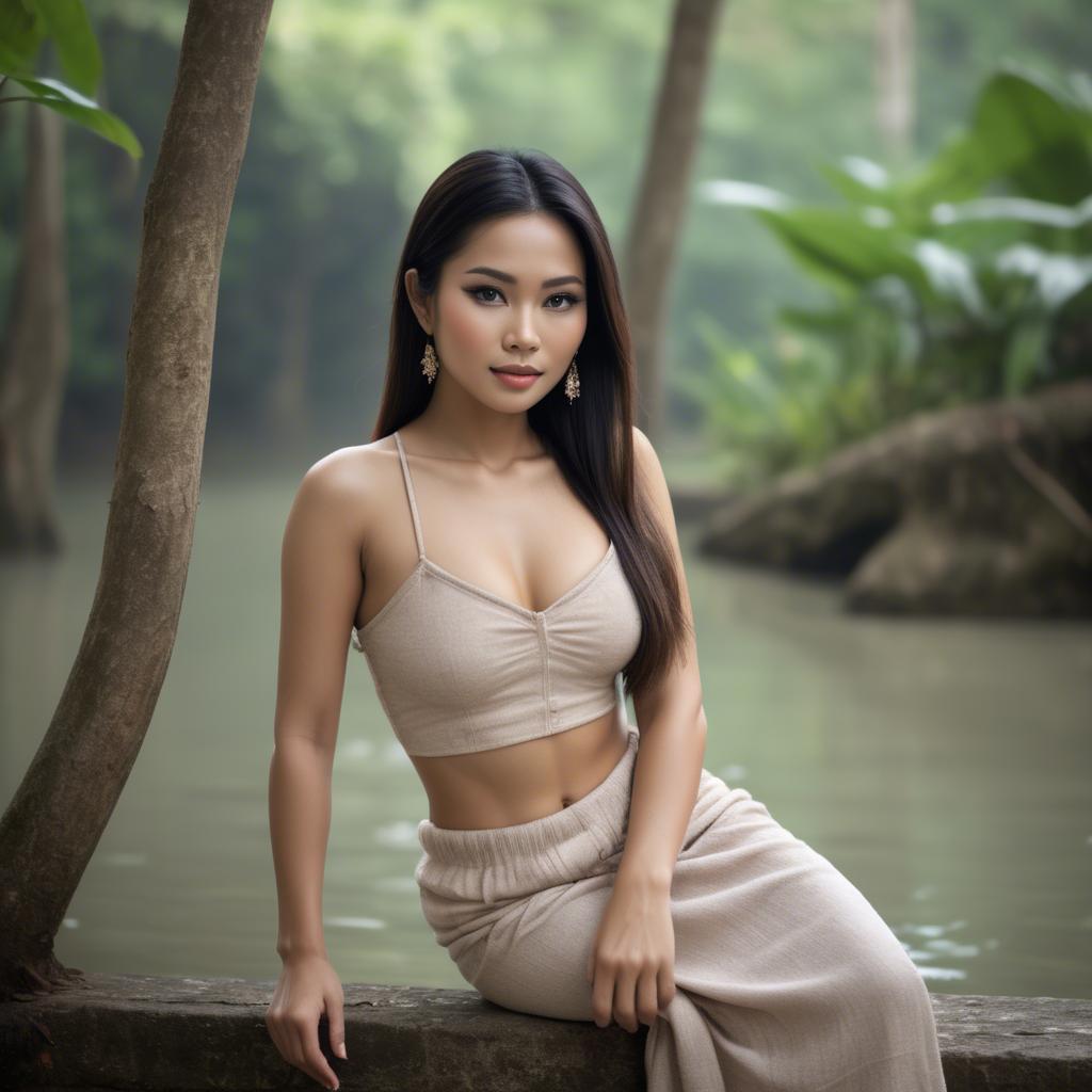 A stunning image of thai beauty in soft natural surroundings.