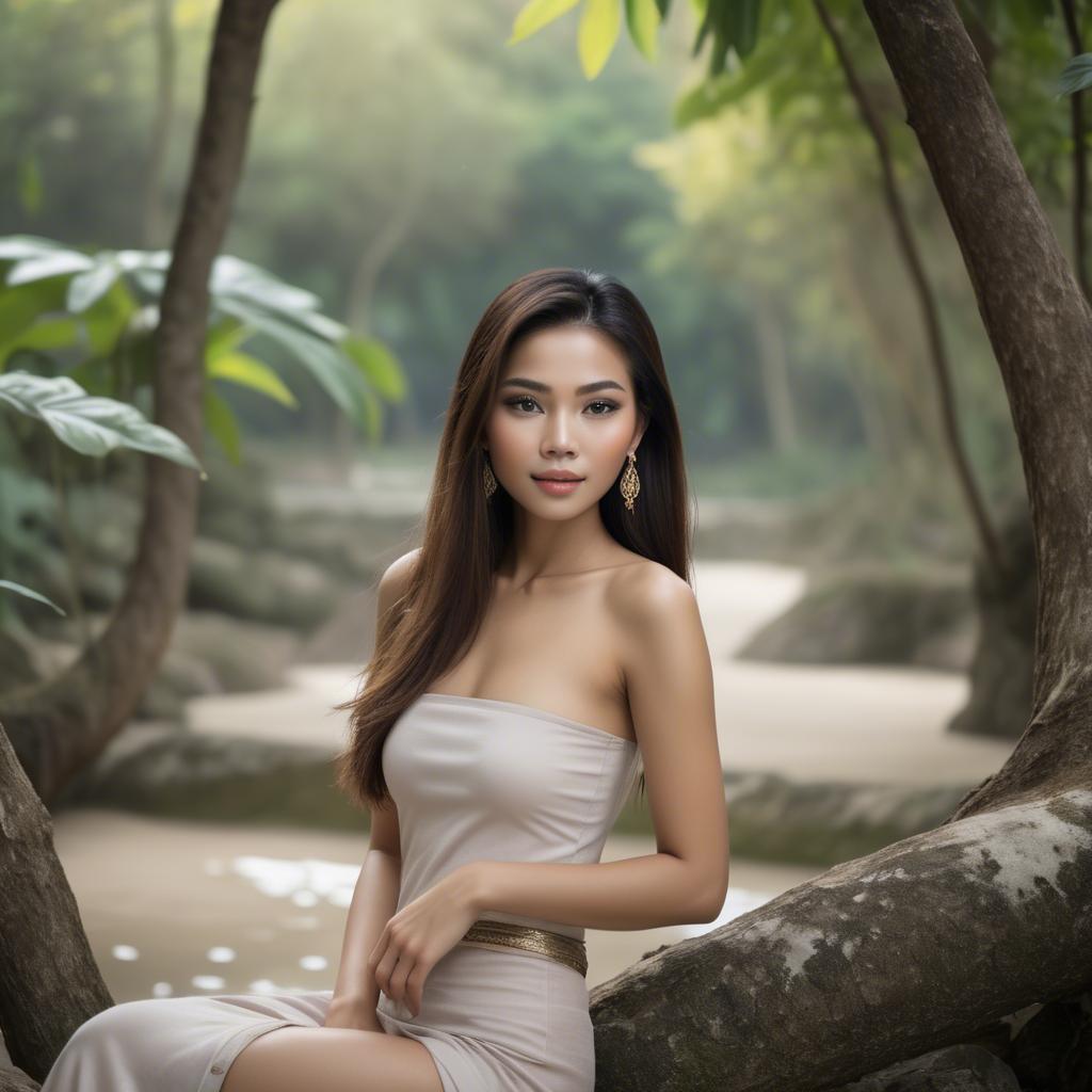 A stunning image of thai beauty in soft natural surroundings.