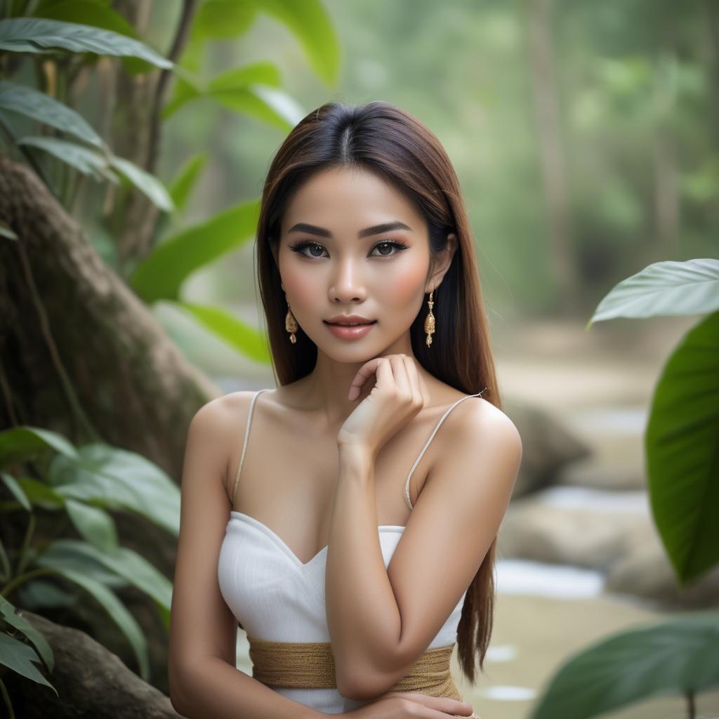 A stunning image of thai beauty in soft natural surroundings.
