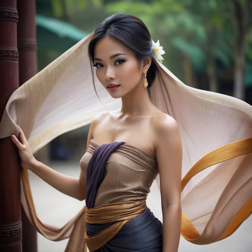 A stunning image of thai beauty with flowing fabrics.