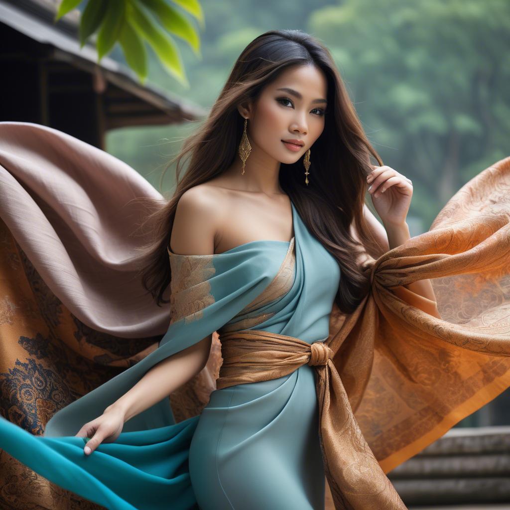 A stunning image of thai beauty with flowing fabrics.