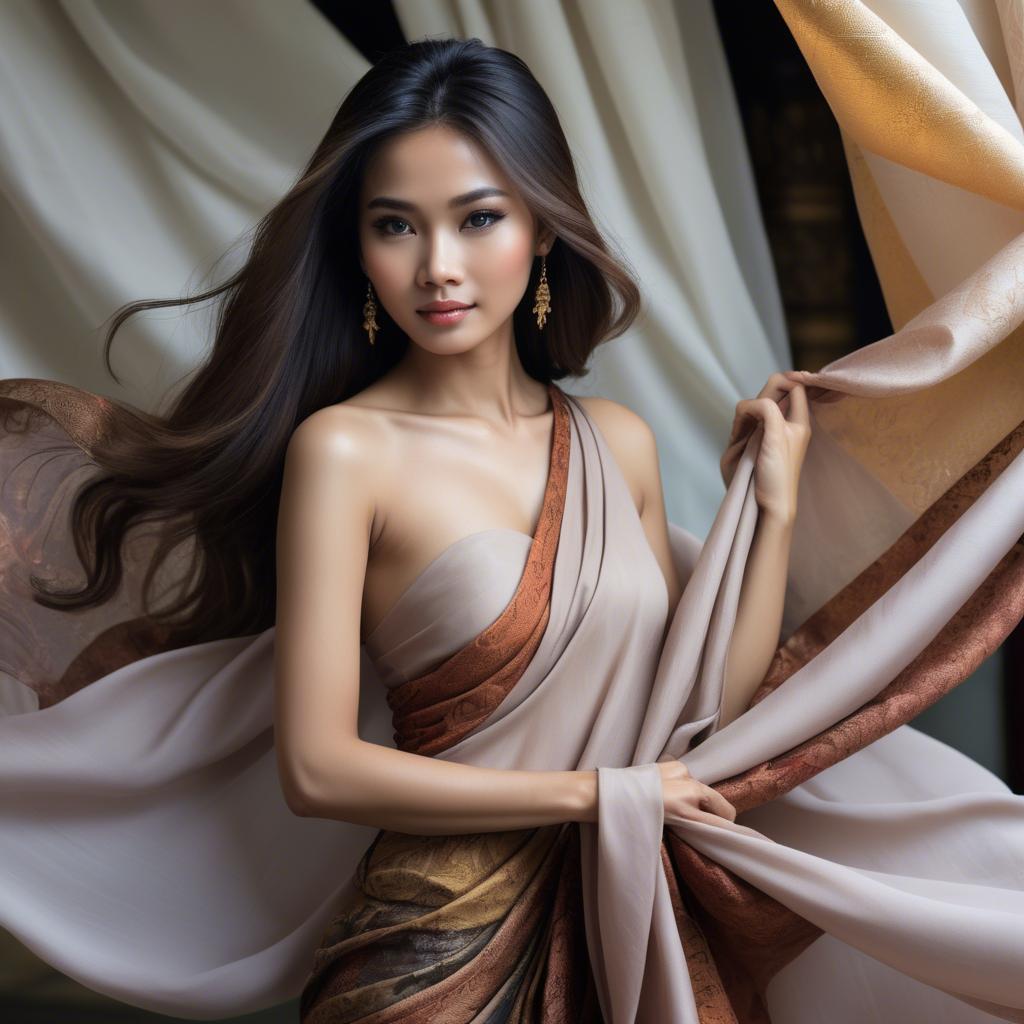 A stunning image of thai beauty with flowing fabrics.