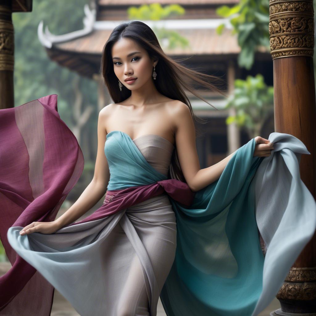 A stunning image of thai beauty with flowing fabrics.