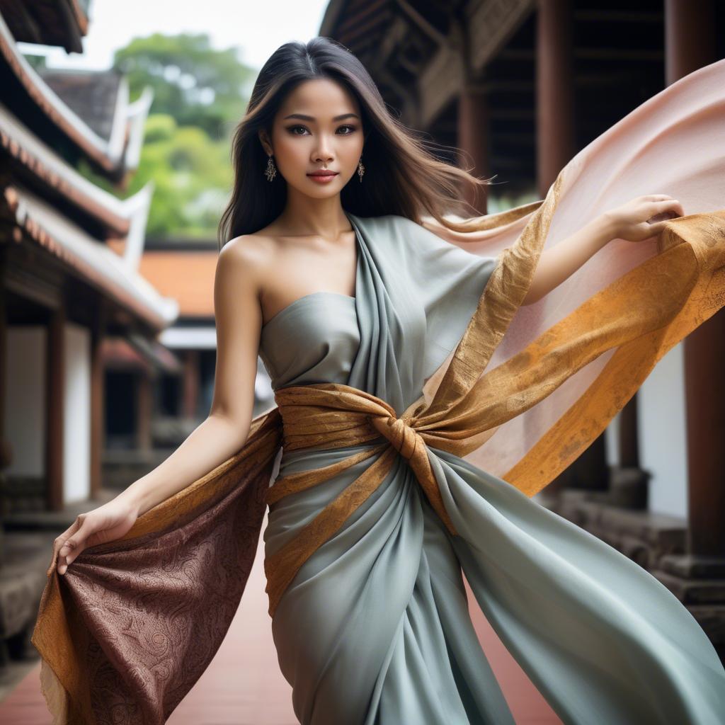 A stunning image of thai beauty with flowing fabrics.