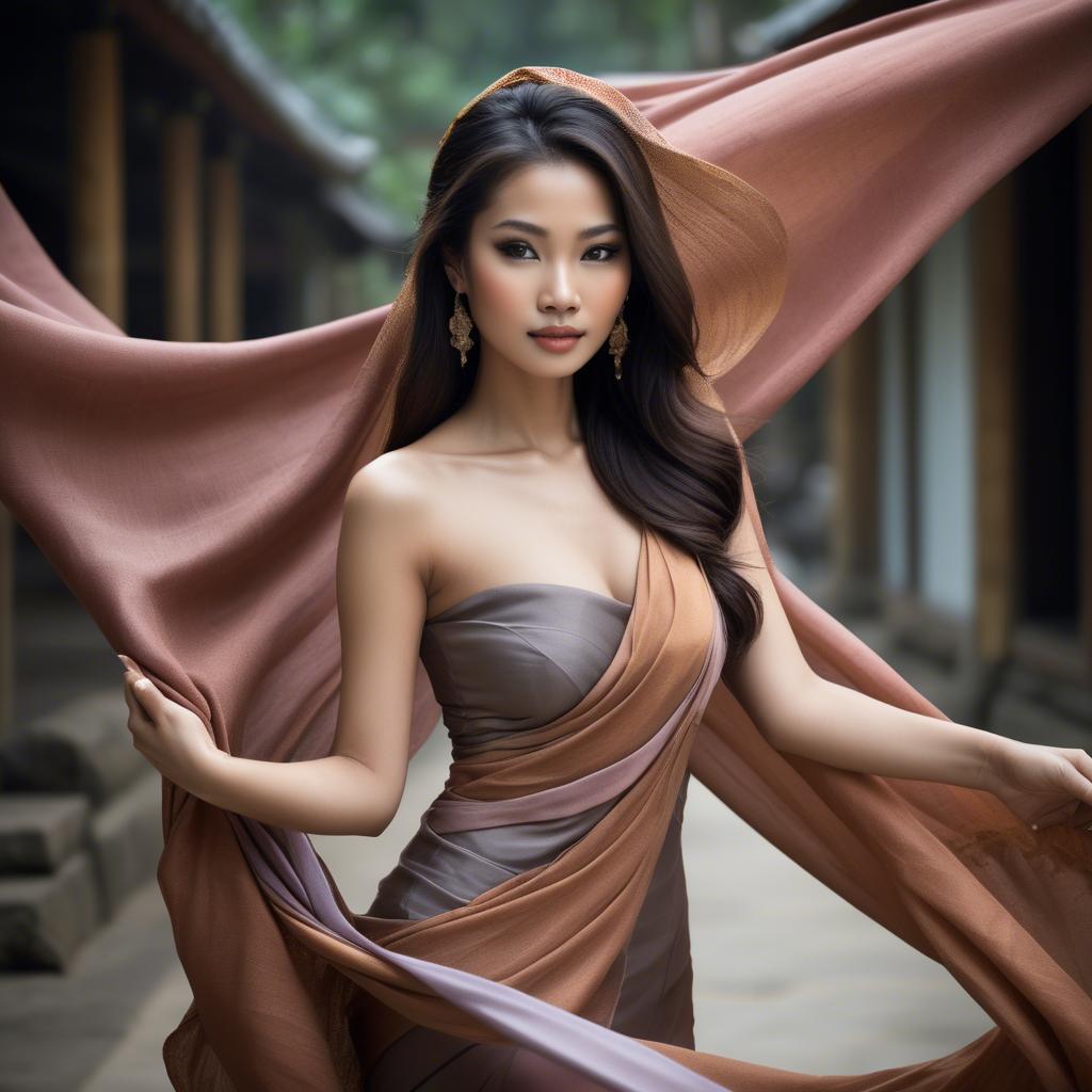 A stunning image of thai beauty with flowing fabrics.