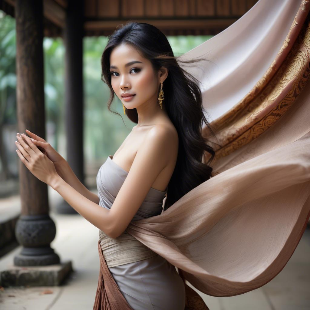 A stunning image of thai beauty with flowing fabrics.