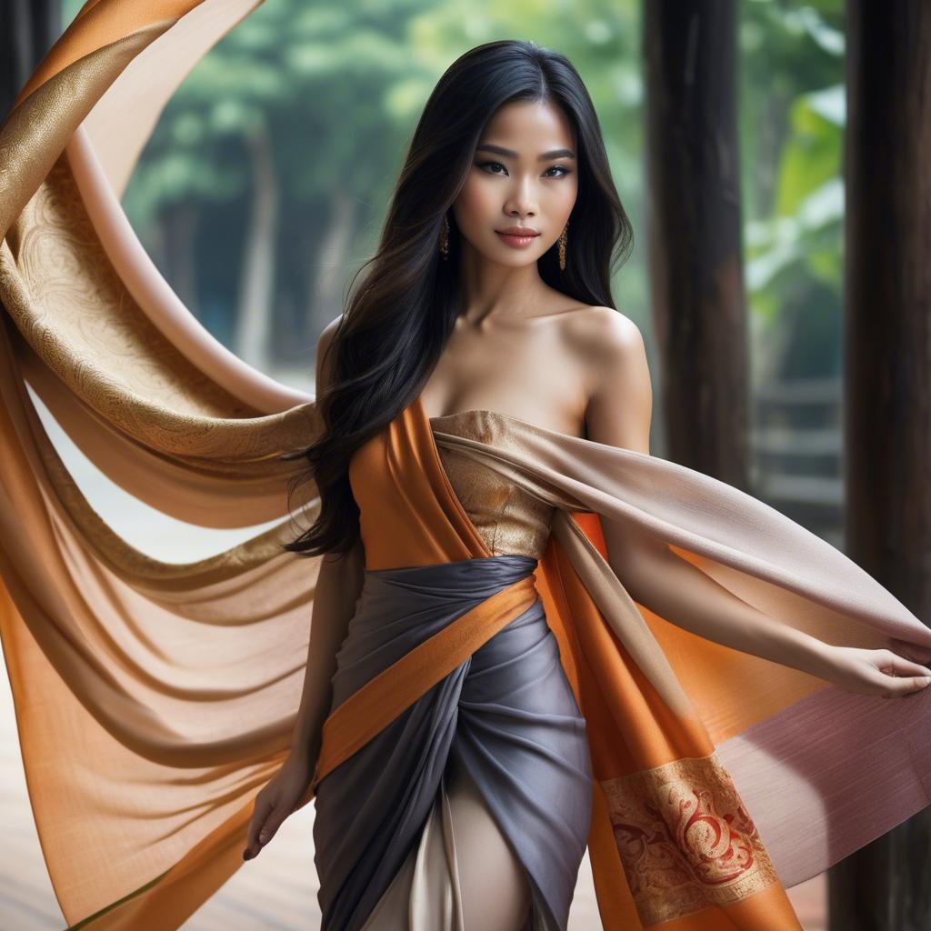 A stunning image of thai beauty with flowing fabrics.