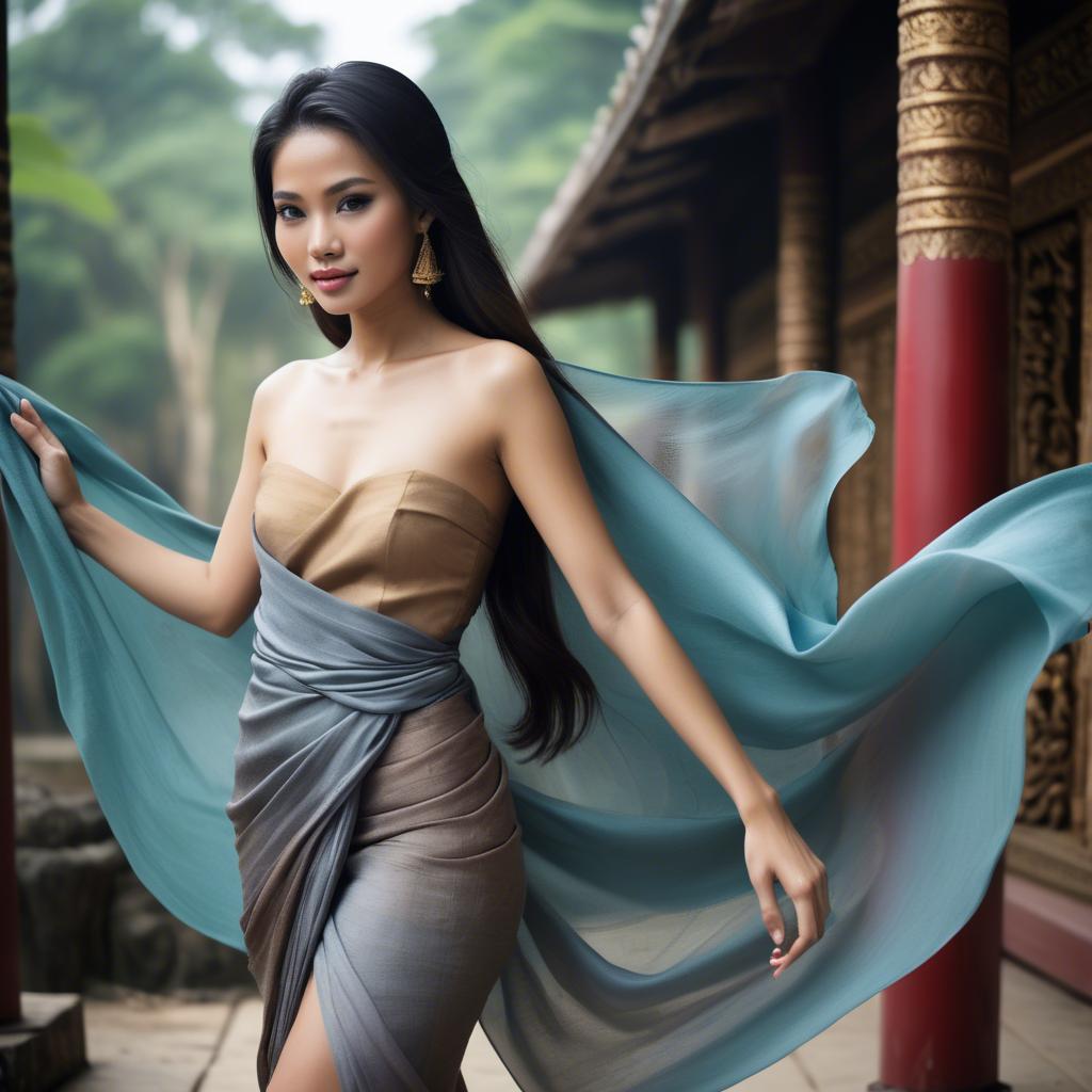 A stunning image of thai beauty with flowing fabrics.