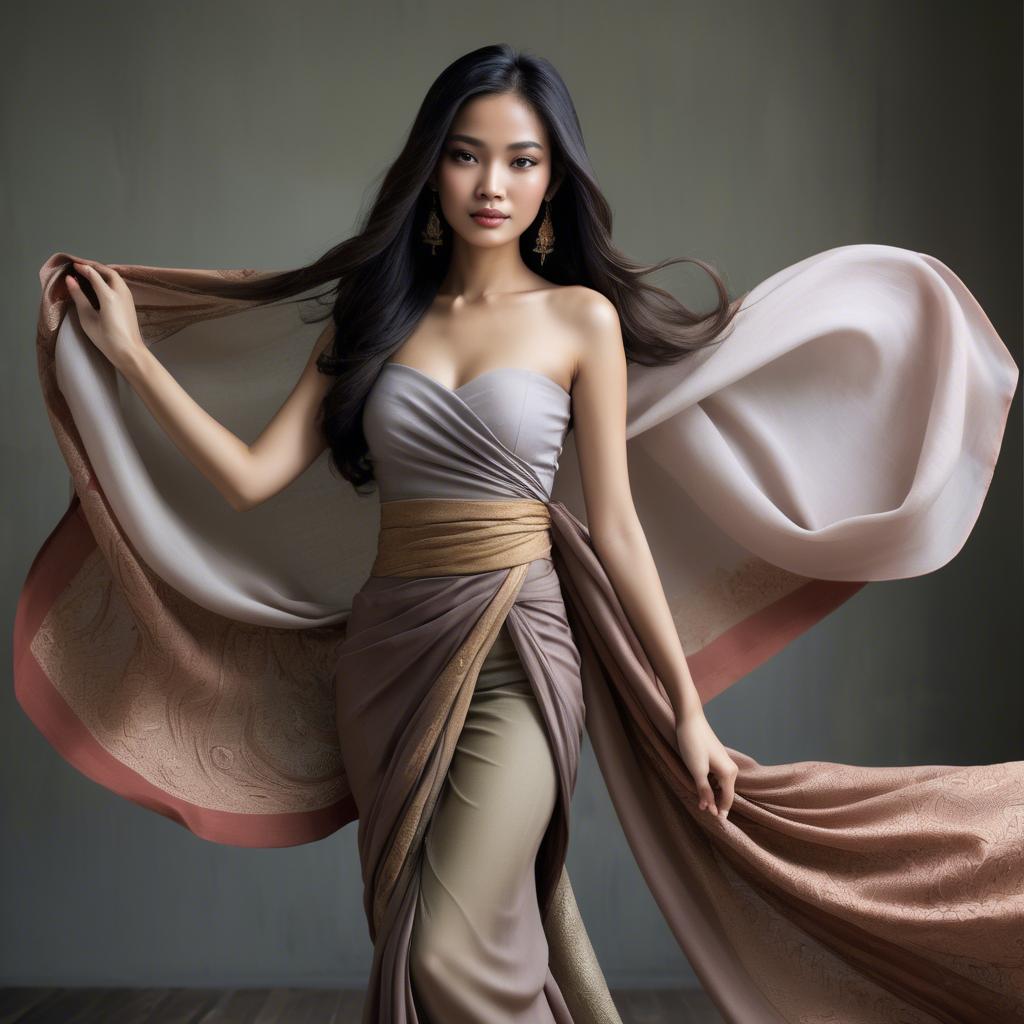 A stunning image of thai beauty with flowing fabrics.