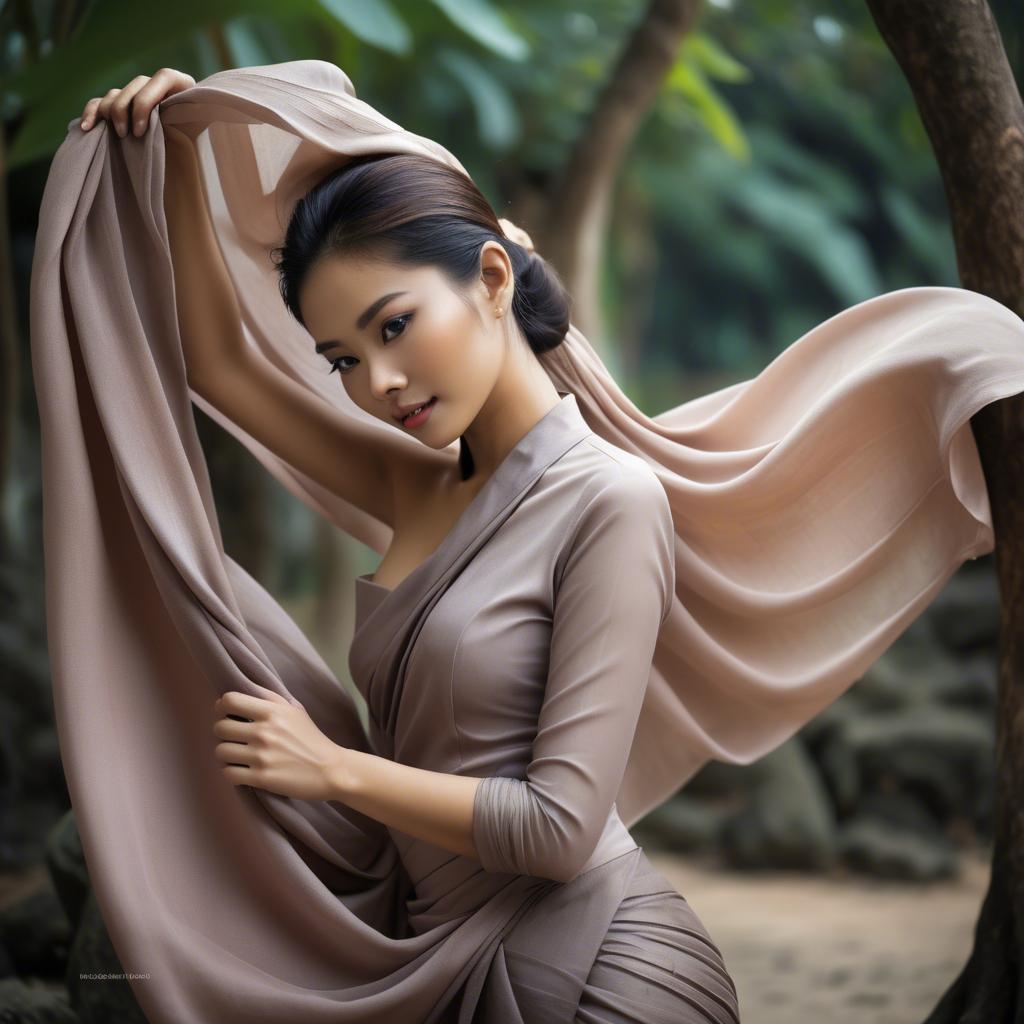 A stunning image of thai beauty with flowing fabrics.