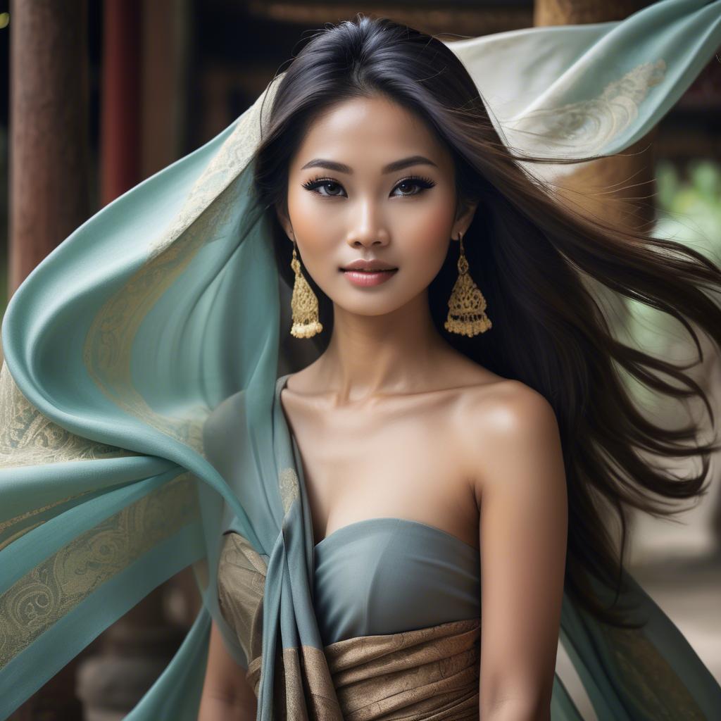 A stunning image of thai beauty with flowing fabrics.