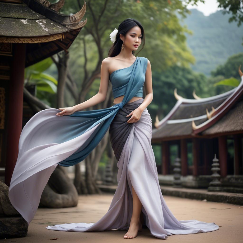A stunning image of thai beauty with flowing fabrics.
