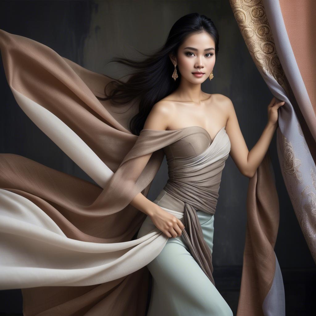 A stunning image of thai beauty with flowing fabrics.