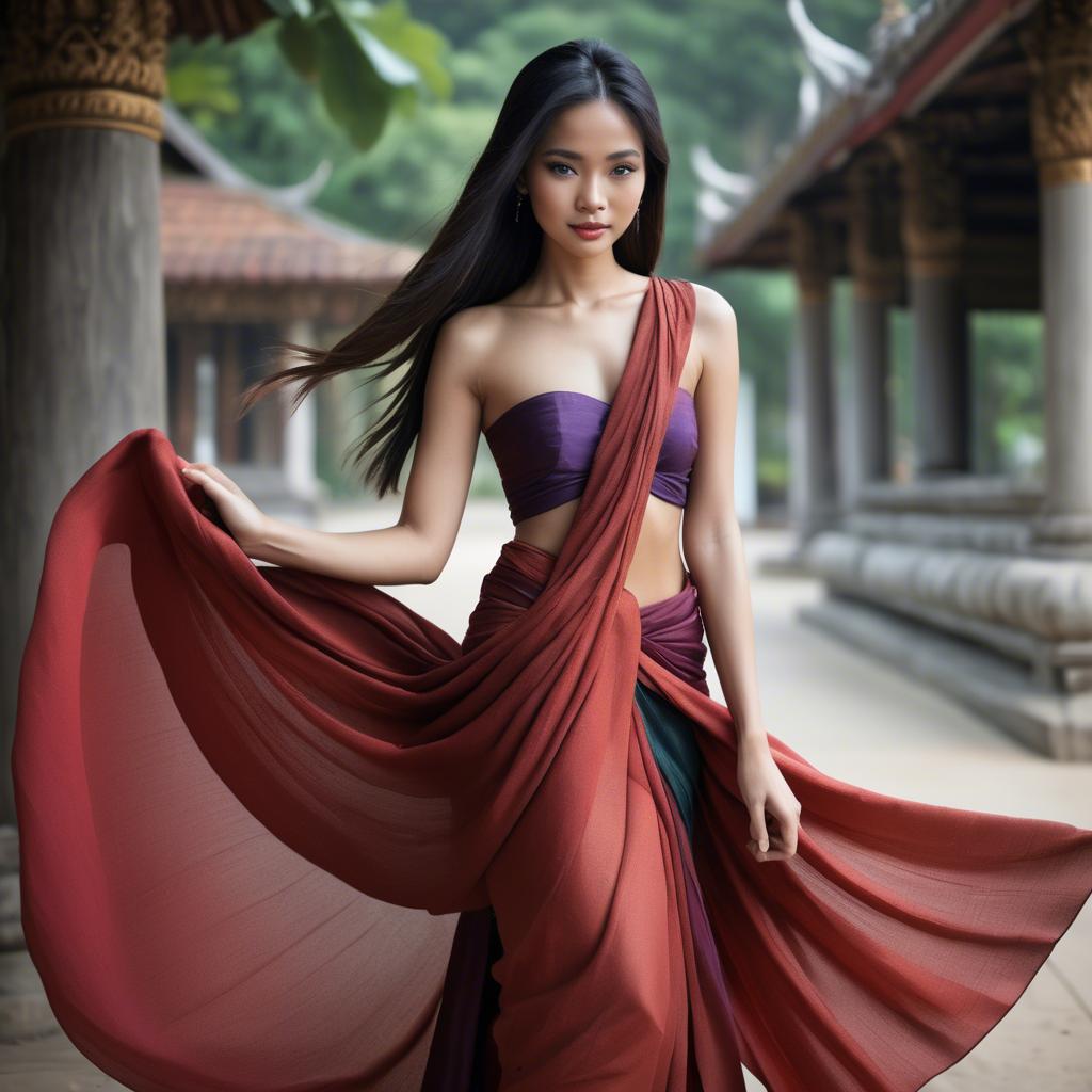 A stunning image of thai beauty with flowing fabrics.