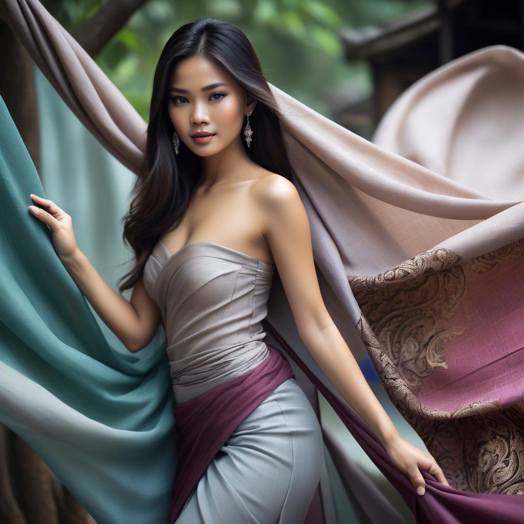 A stunning image of thai beauty with flowing fabrics.