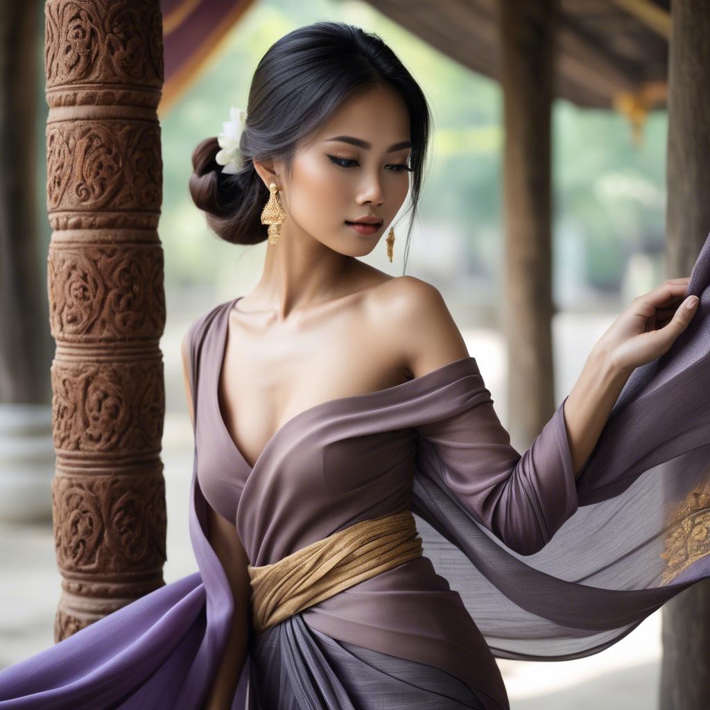 A stunning image of thai beauty with flowing fabrics.