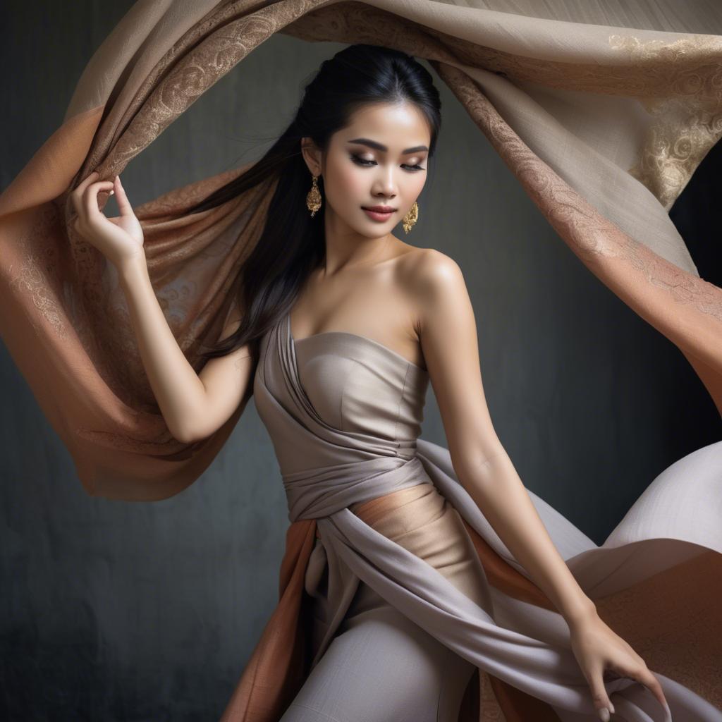 A stunning image of thai beauty with flowing fabrics.
