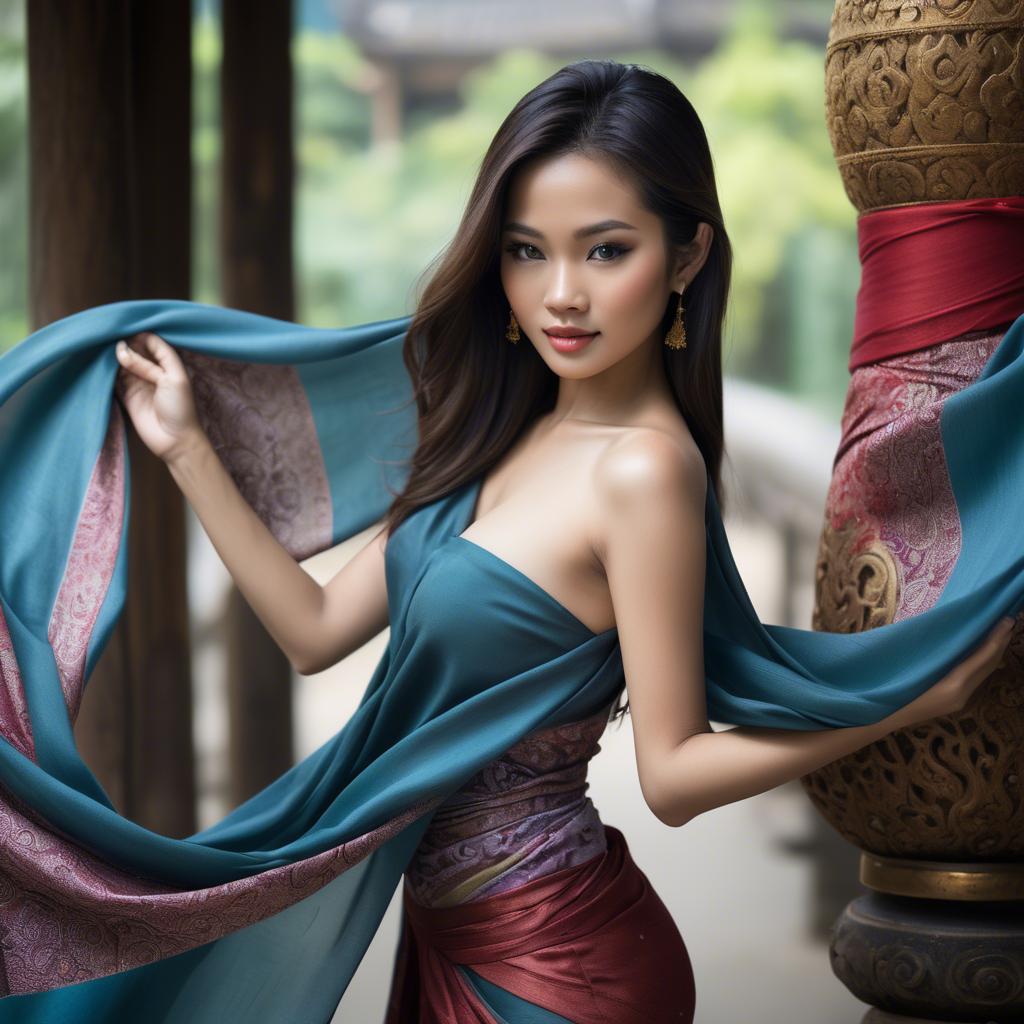 A stunning image of thai beauty with flowing fabrics.