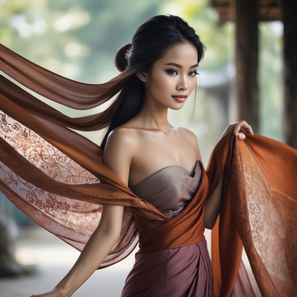 A stunning image of thai beauty with flowing fabrics.