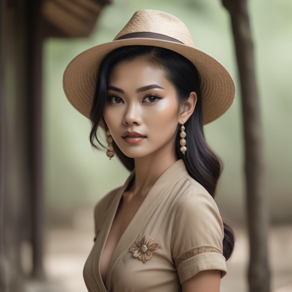 A stunning image of thai model in natural vintage tones.