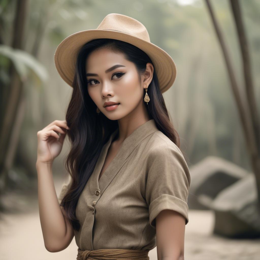 A stunning image of thai model in natural vintage tones.