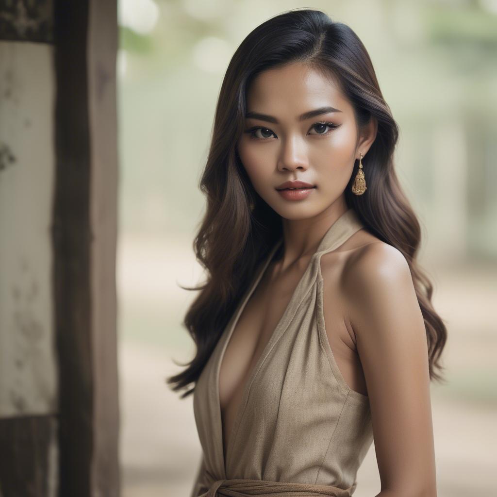 A stunning image of thai model in natural vintage tones.