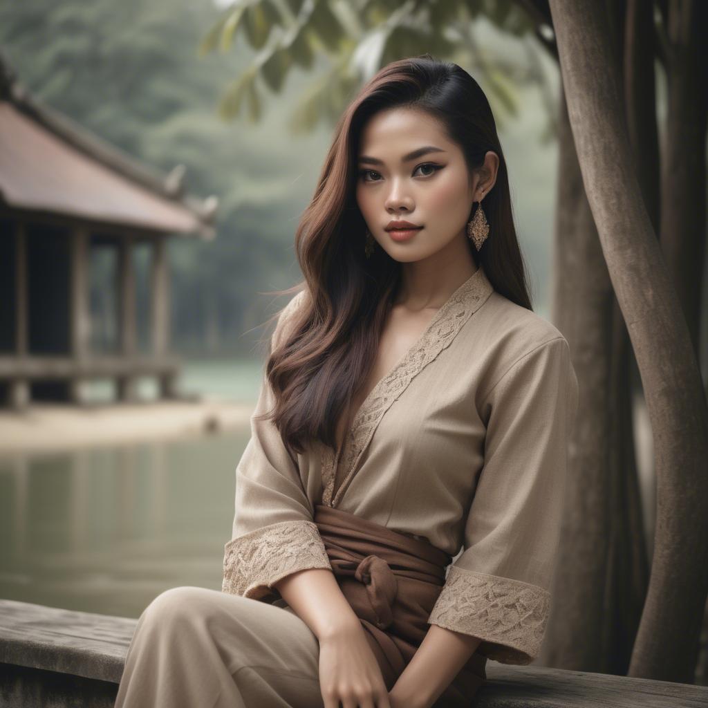 A stunning image of thai model in natural vintage tones.