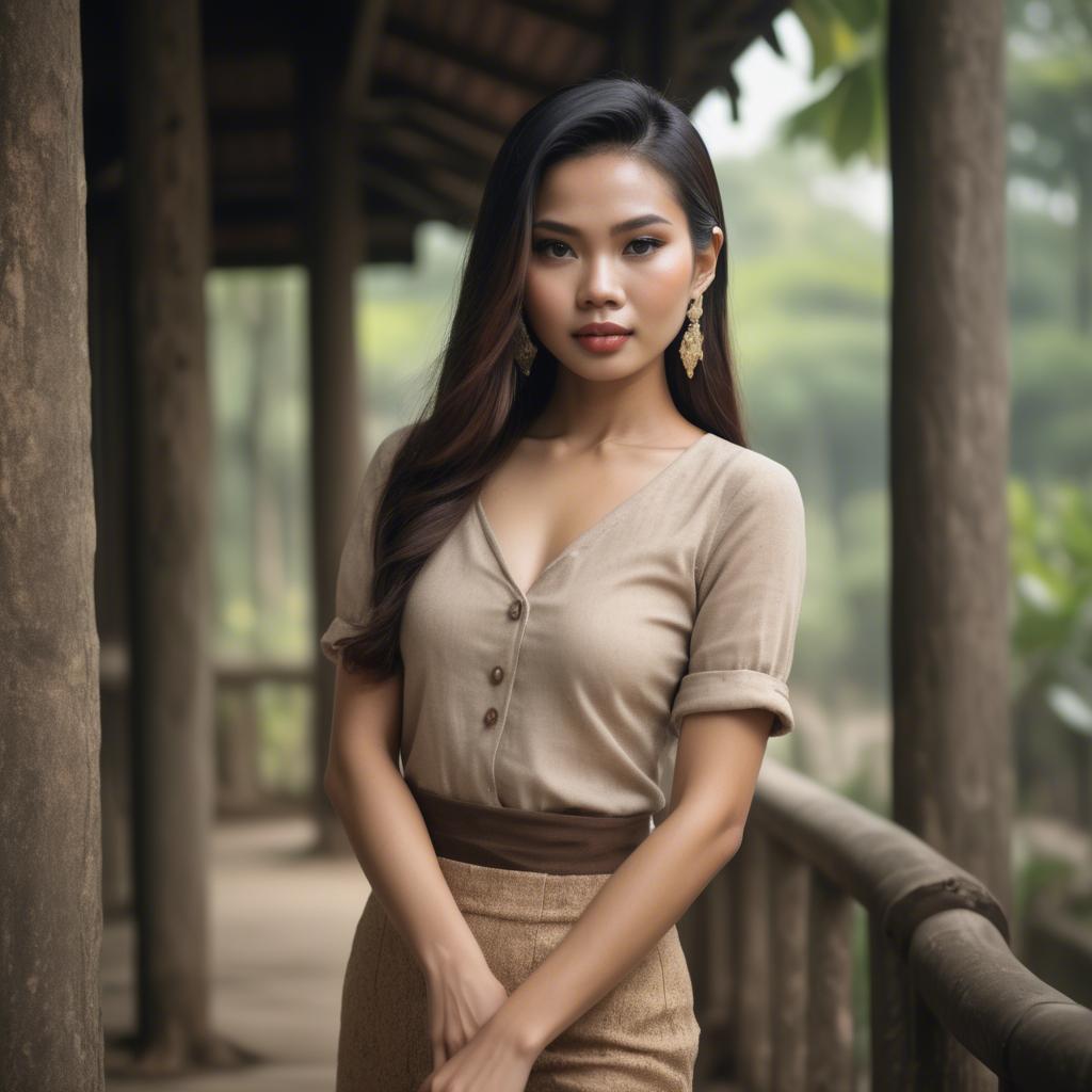 A stunning image of thai model in natural vintage tones.