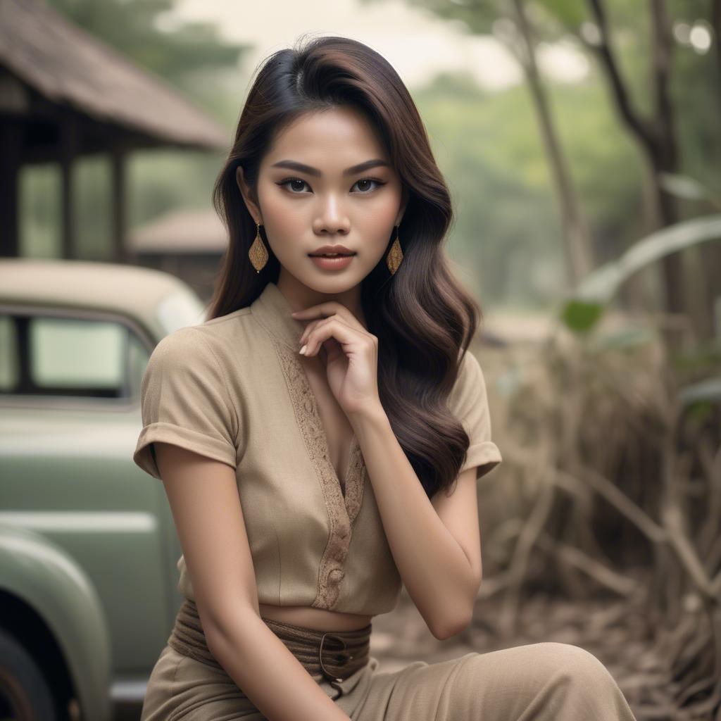 A stunning image of thai model in natural vintage tones.