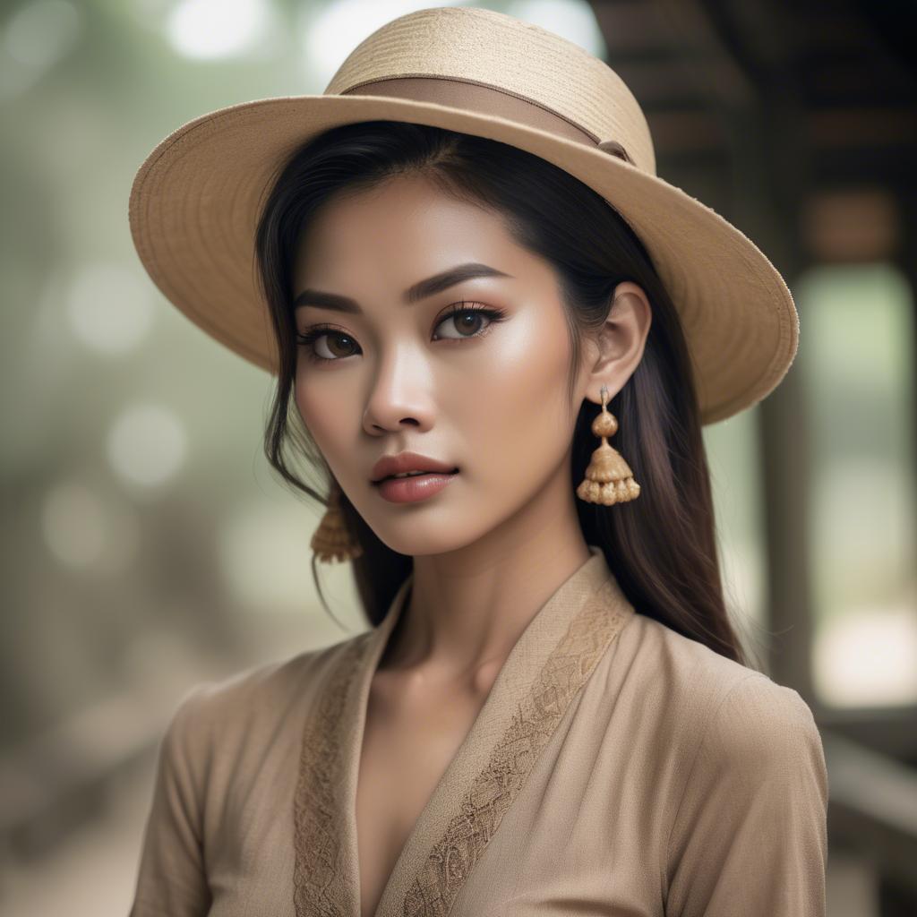 A stunning image of thai model in natural vintage tones.