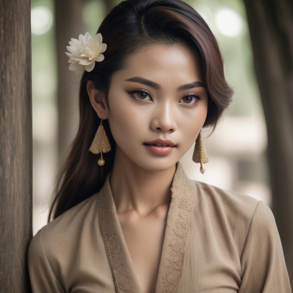 A stunning image of thai model in natural vintage tones.