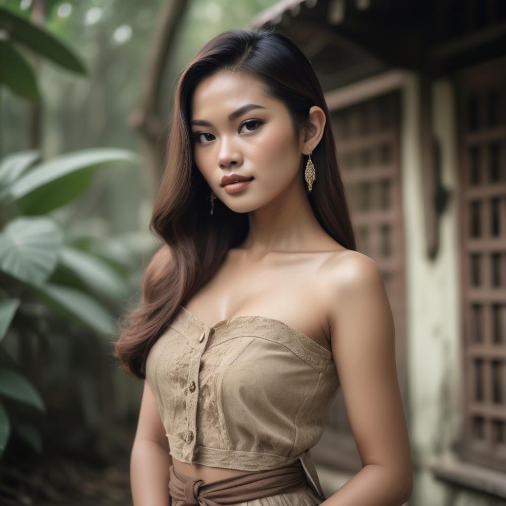 A stunning image of thai model in natural vintage tones.