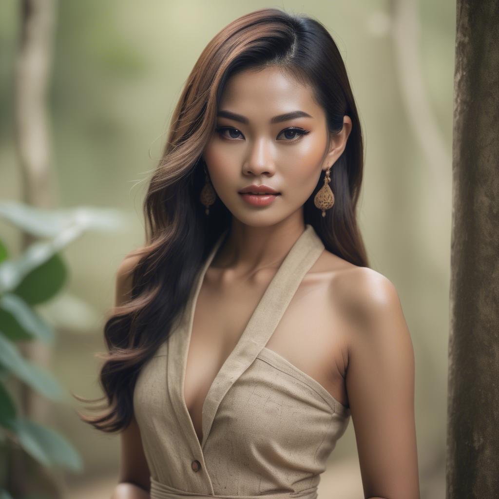 A stunning image of thai model in natural vintage tones.