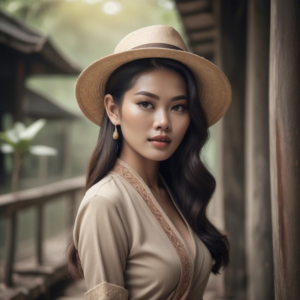 A stunning image of thai model in natural vintage tones.