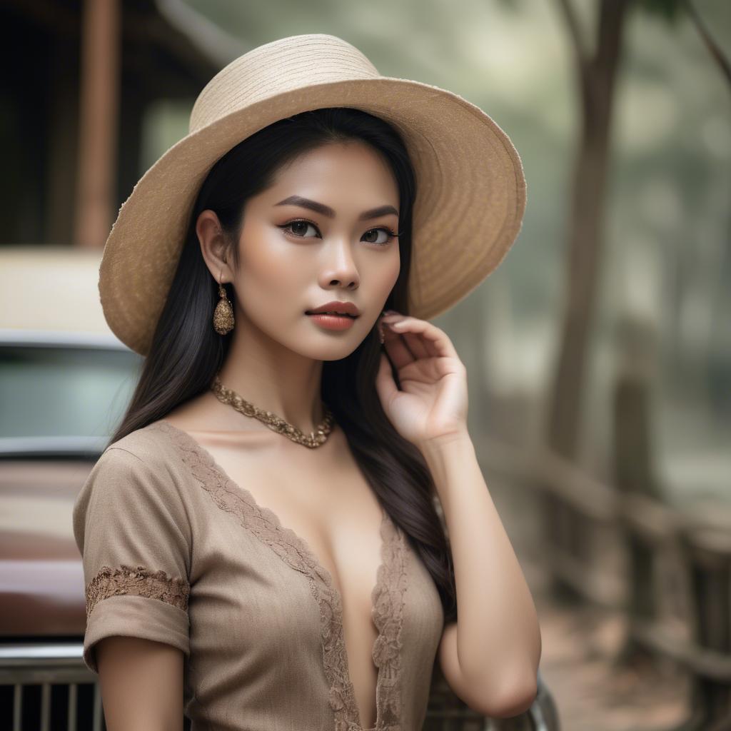 A stunning image of thai model in natural vintage tones.