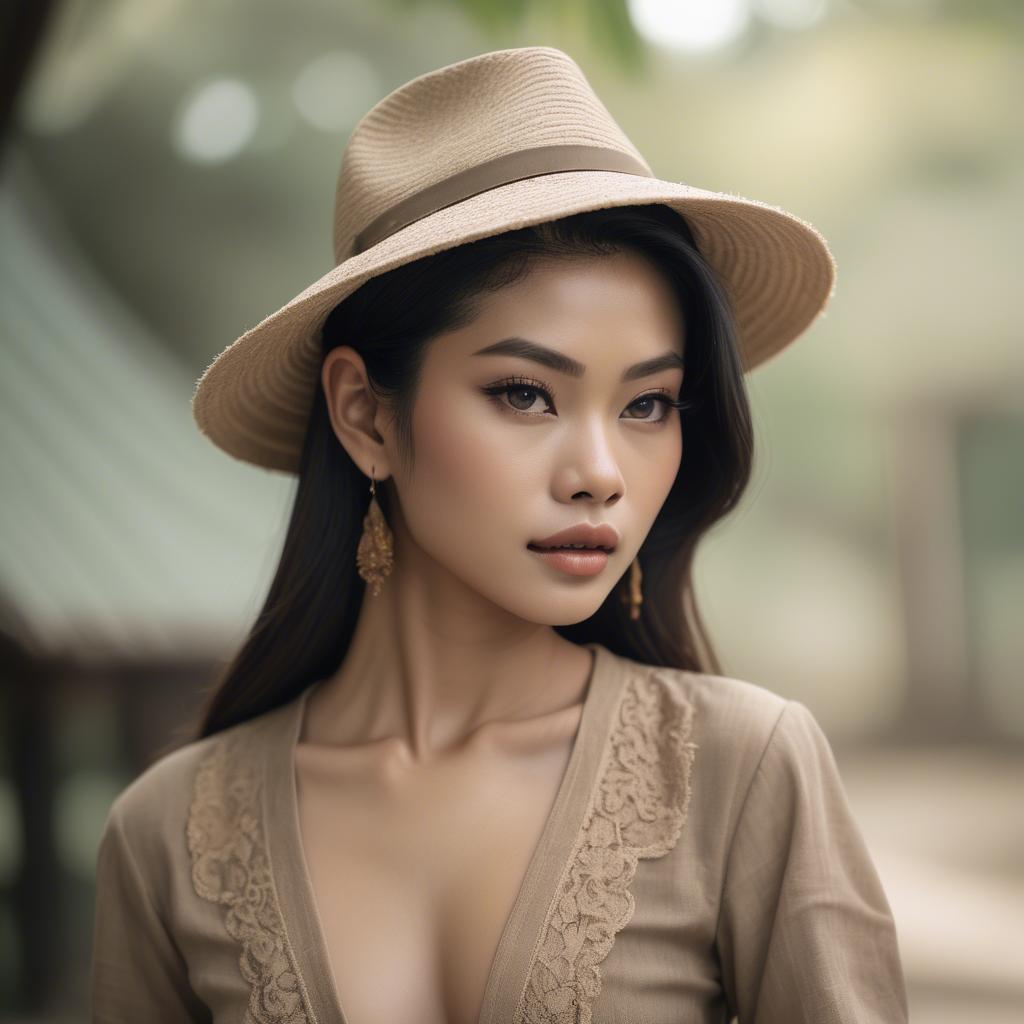 A stunning image of thai model in natural vintage tones.