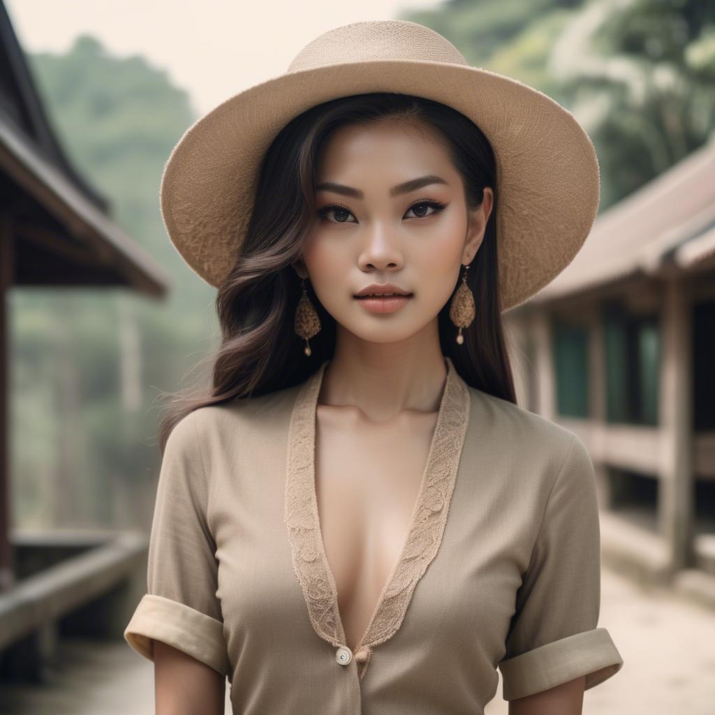 A stunning image of thai model in natural vintage tones.