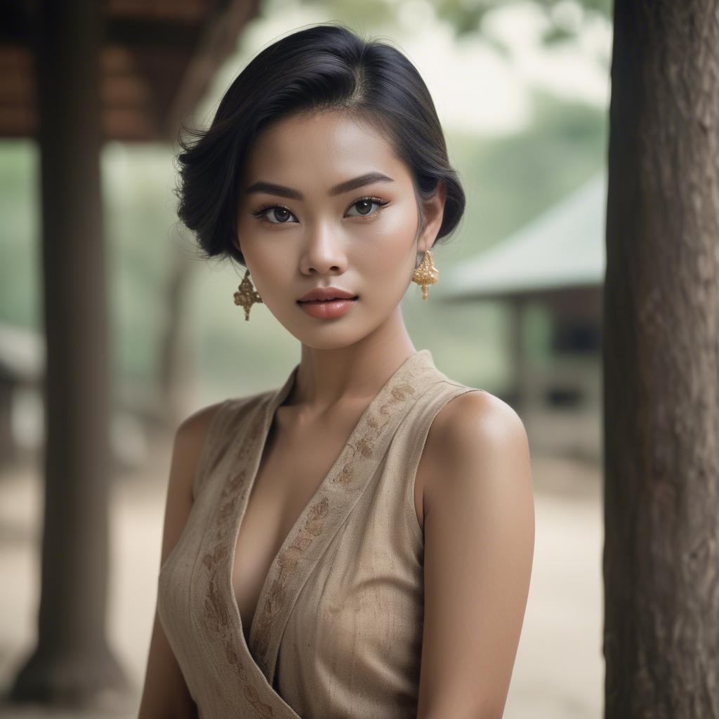 A stunning image of thai model in natural vintage tones.