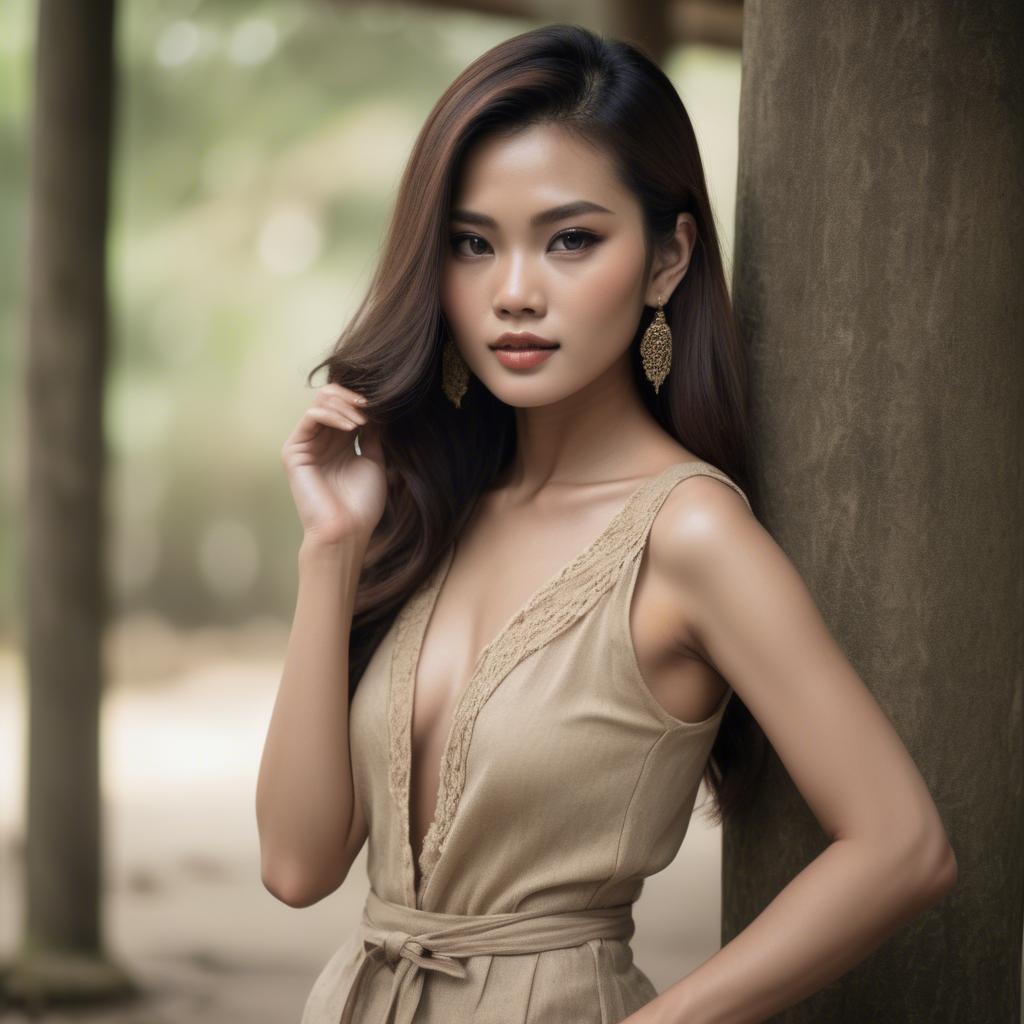 A stunning image of thai model in natural vintage tones.