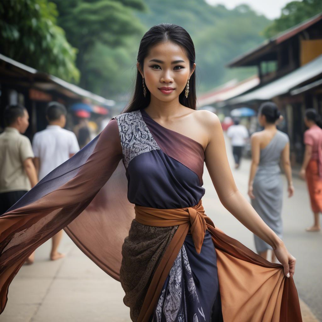 A stunning image of thai woman in flowing fabrics.