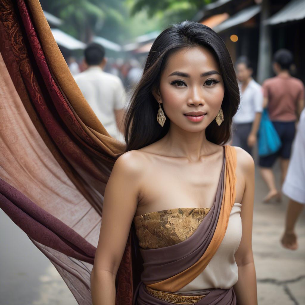 A stunning image of thai woman in flowing fabrics.