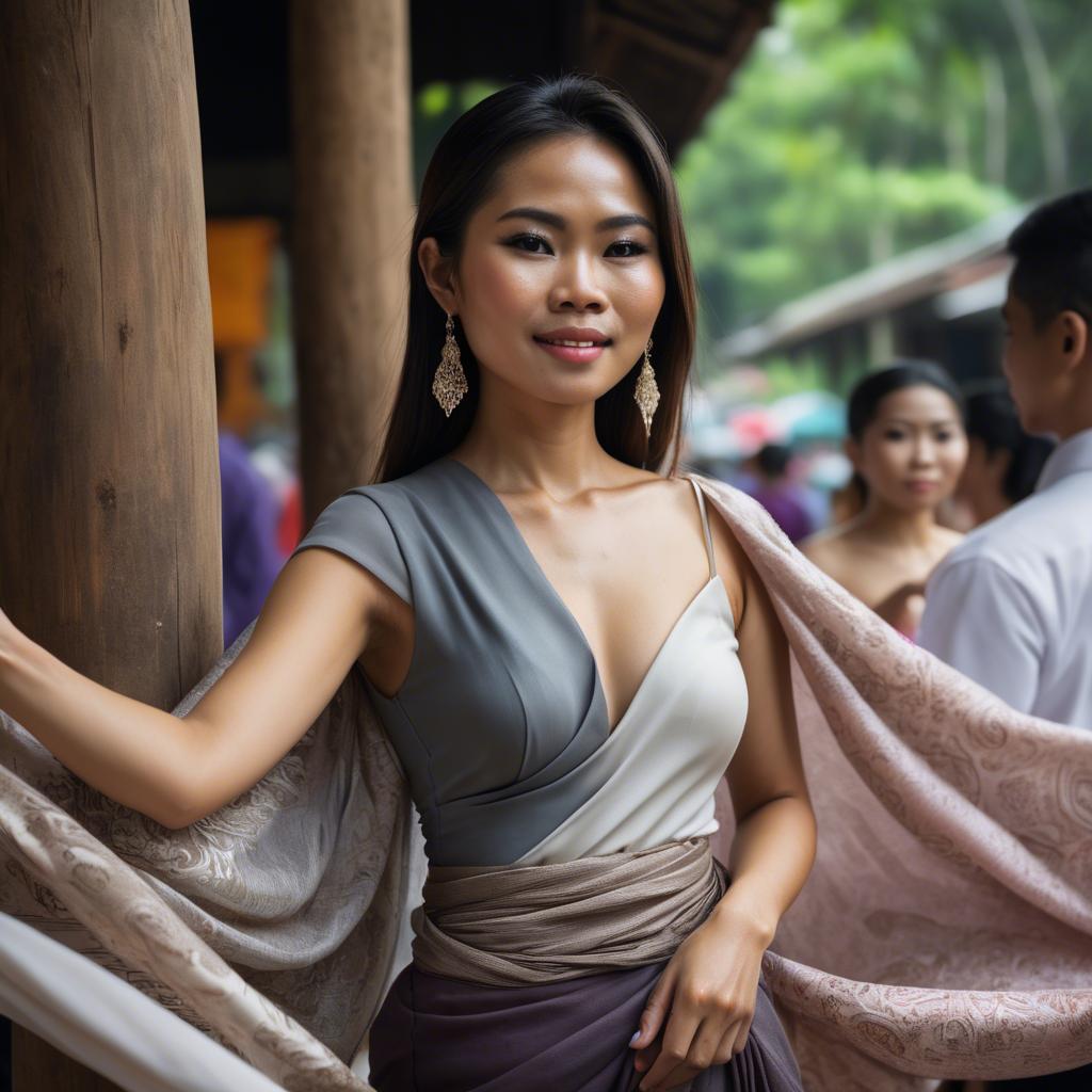 A stunning image of thai woman in flowing fabrics.