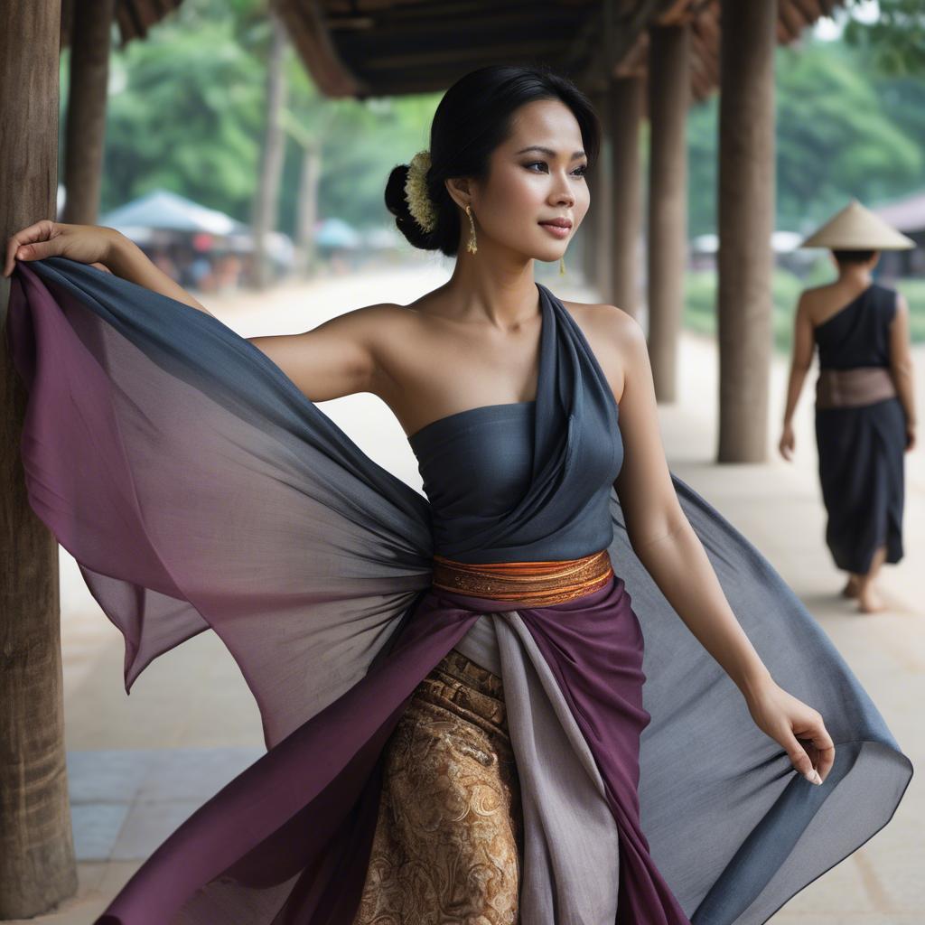 A stunning image of thai woman in flowing fabrics.