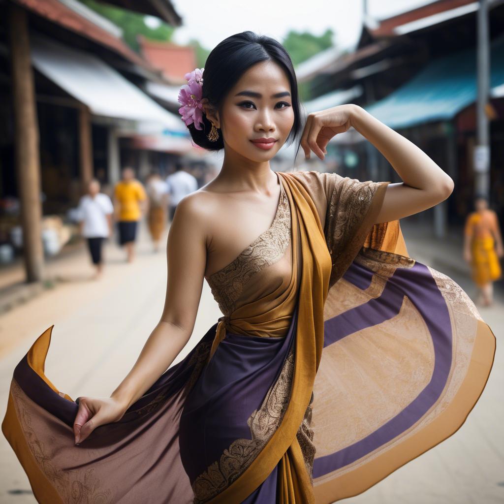 A stunning image of thai woman in flowing fabrics.