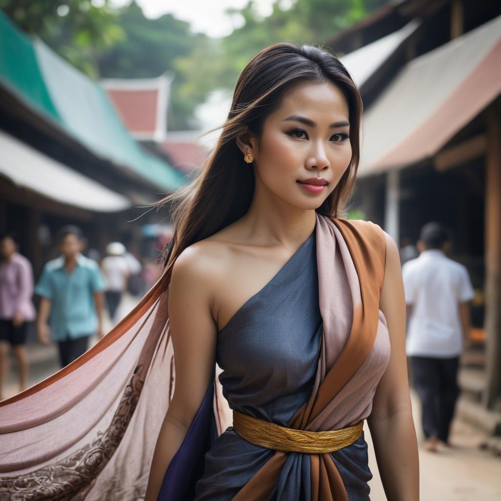 A stunning image of thai woman in flowing fabrics.