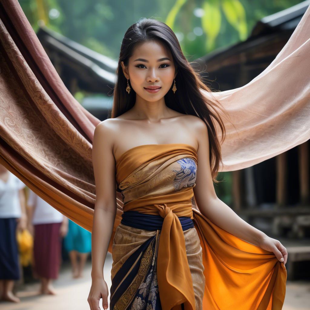 A stunning image of thai woman in flowing fabrics.