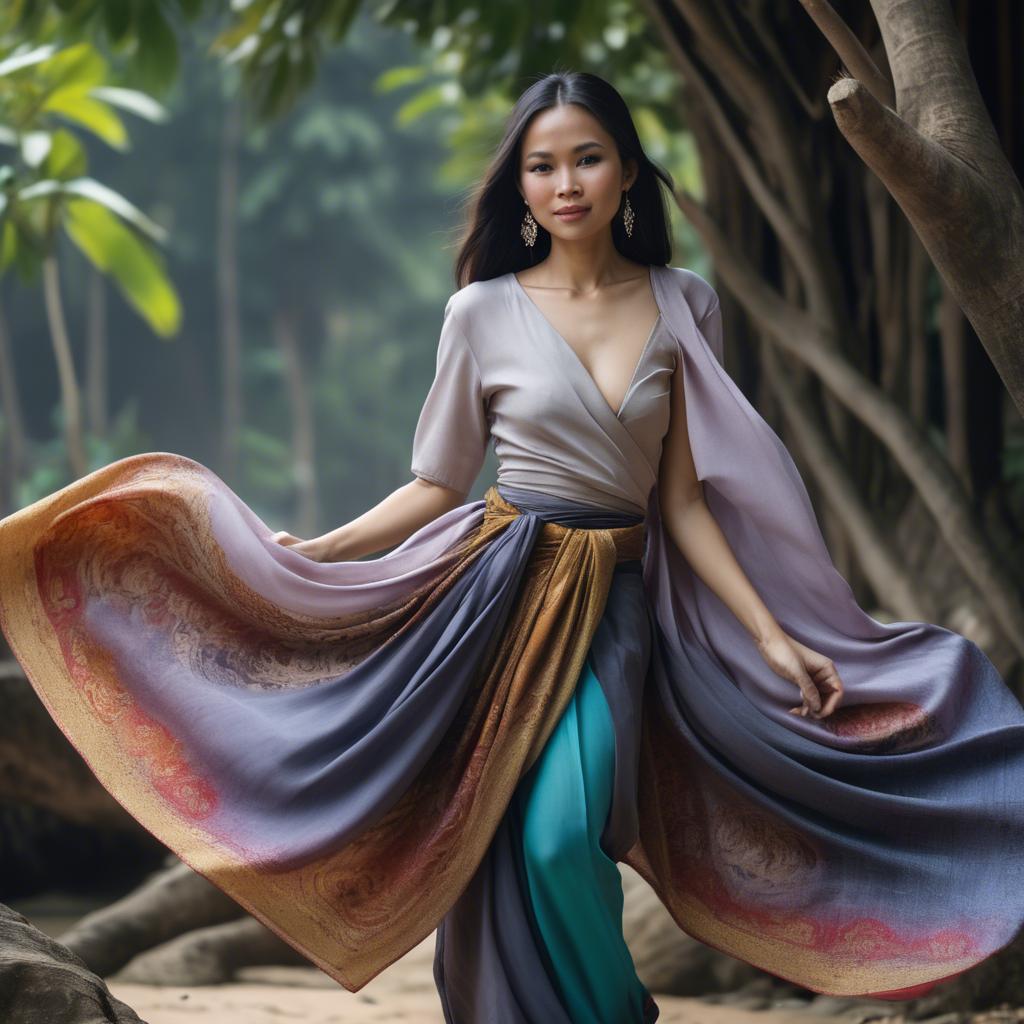 A stunning image of thai woman in flowing fabrics.
