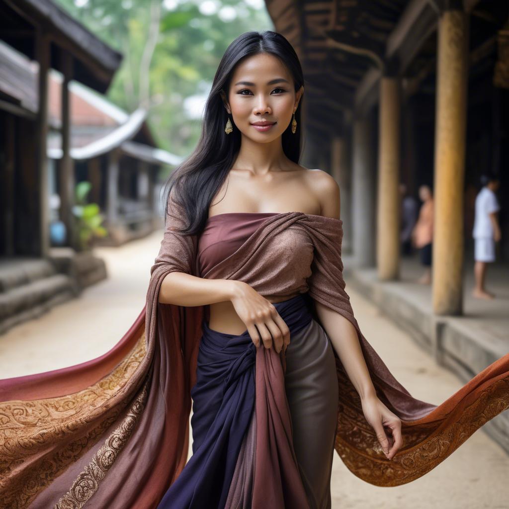 A stunning image of thai woman in flowing fabrics.