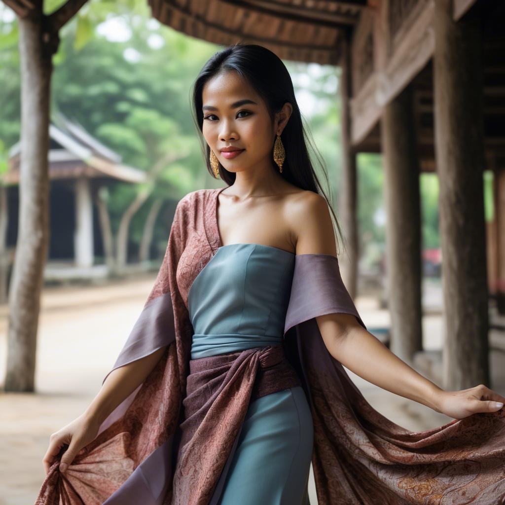 A stunning image of thai woman in flowing fabrics.
